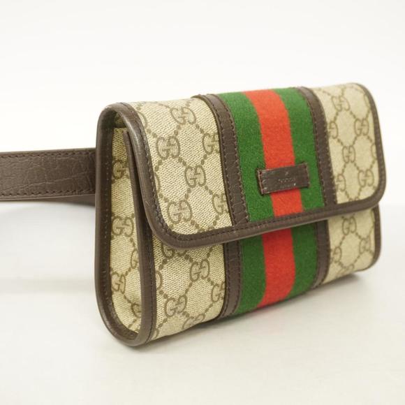 Gucci Waist Bag GG Supreme Sherry Line 152597 Leather Brown Men's Women's - Picture 2 of 10
